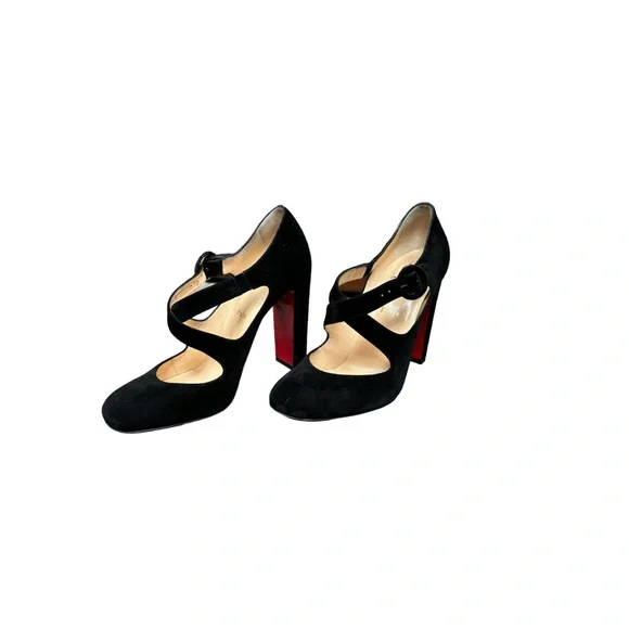 CHRISTIAN LOUBOUTIN SUEDE 100 MISS ELLEN CRISSCROSS PUMPS 40.5 - Picture 3 of 14